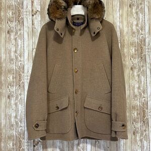 Ralph Lauren Purple Label Men's Tan 100% Wool Jacket with Fur Collar